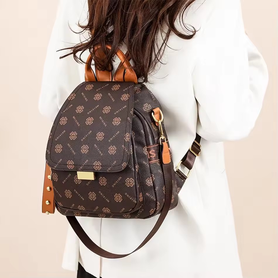 Mochila Retro Estampada para M - Leather Backpack Vintage avaliação e preço
