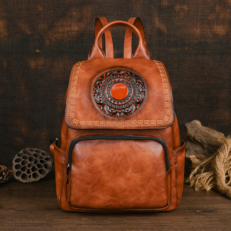 Mochila de Couro Feminina Vint - Leather Backpack Vintage avaliação e preço